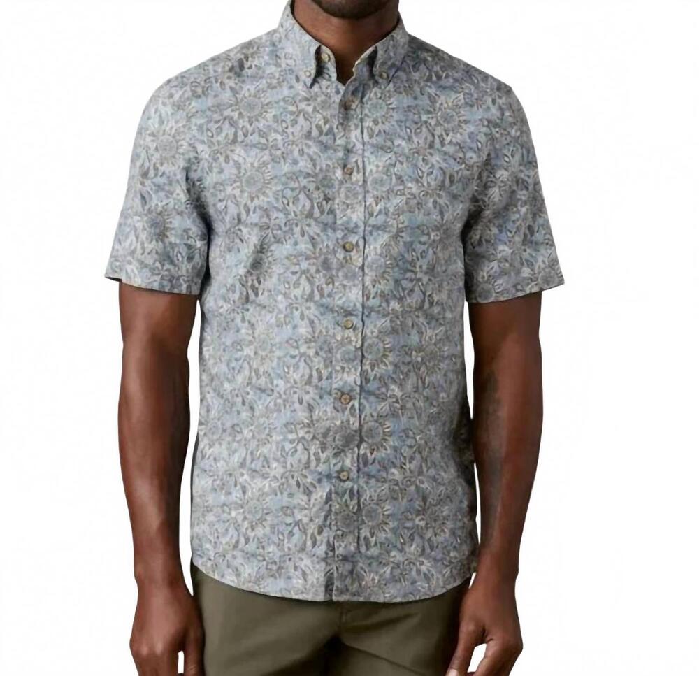NEW FAHERTY short sleeve breeze shirt in teal island floral
